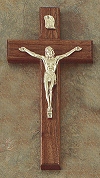 Walnut & Lacquered Gold Crucifix 8 In.