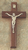 Walnut & Antique Gold Crucifix 8 In.