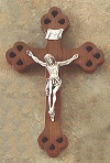 Cutout Walnut & Silver Crucifix 8 In.