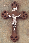 Cutout Walnut & Silver Crucifix 10 In.