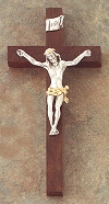 Walnut & Two-Tone Pewter Cross 10 In.