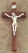 Walnut & Pewter Cross 10 In.