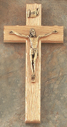Knotted Oak & Bronze Crucifix 10 In.