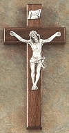 Walnut & Pewter Crucifix 10 In.