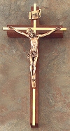 Walnlut w/ Gold & Bronze Crucifix 10 In.