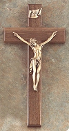 Walnut & Antique Bronze Crucifix 12 In.