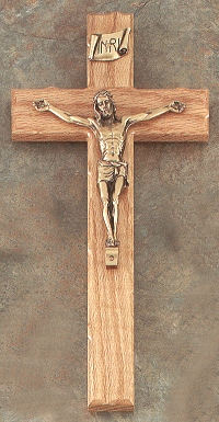 Knotted Oak & Antique Gold Crucifix 12 In.