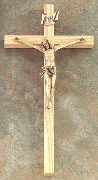 Narrow Oak & Bronz Crucifix 12 In.