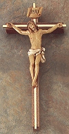 Walnut & Gold Inlay Pelligrini Crucifix 12 In.