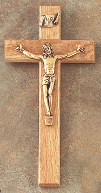 Oak & Bronze Sign Language Crucifix 12 In.