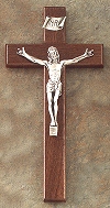 Walnut & Silver Sign Language Crucifix 12 In.