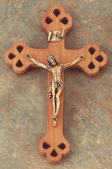 Cutout Fruitwood & Bronze Crucifix 12 In.