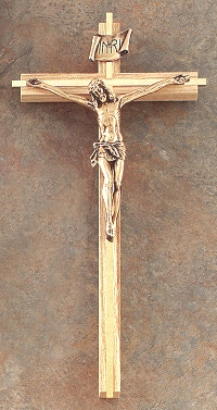 Oak & Gold w/ Bronze Crucifix 12 In.