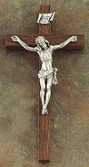 Walnut & Pewter Cross 12 In.