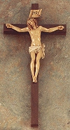 Walnut & Resin Pelligrini Crucifix 15 In.