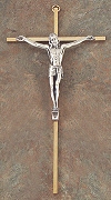 Gold & Antique Silver Crucifix 10 In.