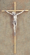 24kt Gold & Silver Crucifix 10 In.