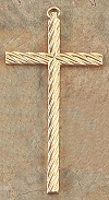 Spiral Bright Gold Pewter Cross 7 in.