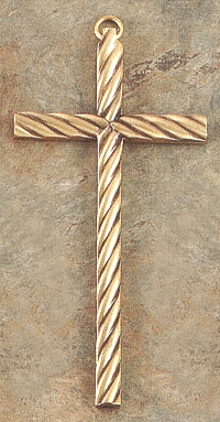 Spiral Antique Bronze Pewter Cross 7 in.