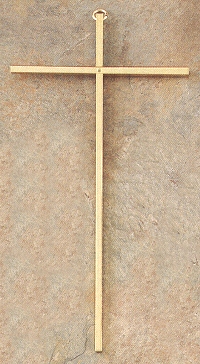 Simple Gold Plate Brass Cross 10 In.