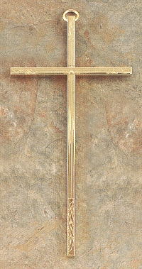 Engraved Gold Plate Brass Cross 8 In.