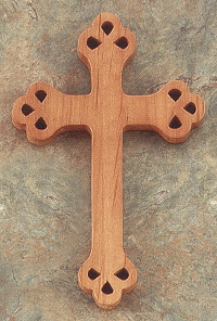 Fruitwood Budded Filigree Cross 8 In.