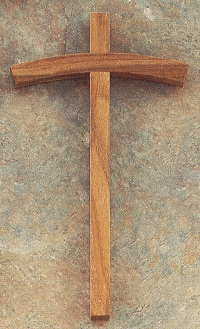 Curved Beam Light Walnut Cross 8 In.