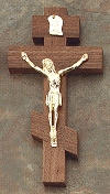 Eastern Crucifix Walnut Gold 8 In.