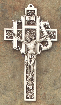 IHS Crucifix 9 In. Silver