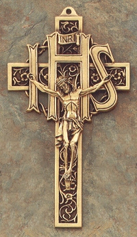 IHS Crucifix 9 In. Bronze