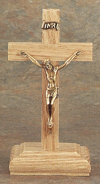 Standing Oak & Bronze Crucifix 6 In.
