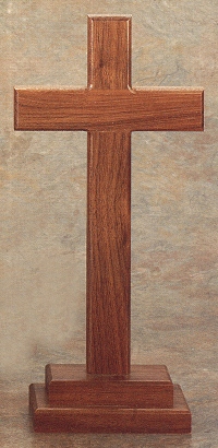 Plain Walnut Standing Cross 13 In.