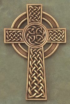 Knotted Celtic Cross Bronze on Pewter 8 In.
