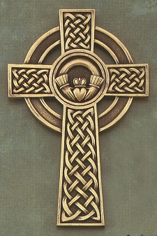 Claddagh Cross Bronze On Pewter 8 In.
