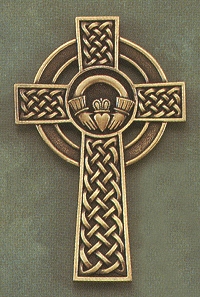 Claddagh Cross Bronze On Pewter 5 In.