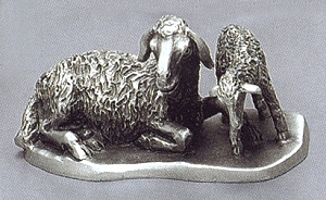 Sheep Pewter Nativity Statue 3 In. Scale