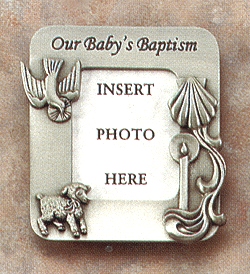Pewter Baptism Picture Frame 4.25 In.