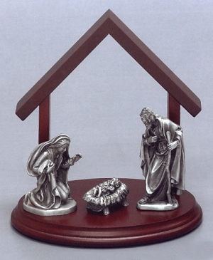 3-Piece Pewter Nativity Set 3 In. Scale