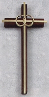 Walnut  Wedding Cross With Gold