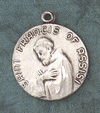 Vintage Antaya Sterling Silver Saint Francis Assisi Circle Charm