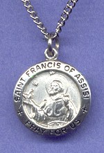 St. Francis Of Assisi Sterling Medal  - 5/8 In. Round