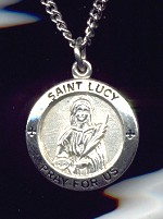 St Lucy Sterling Medal - Round, 5/8 Inch