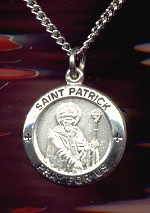 St. Patrick Sterling Medal  - Round, 5/8 Inch