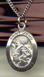 St John Evangelist Sterling Medal - Oval 3/4 Inch