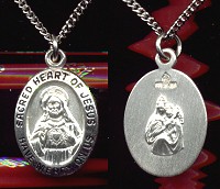 Scapular Sterling Medal - Oval, 3/4 Inch