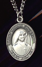 St Maria Faustina Sterling Medal - Oval, 1 Inch