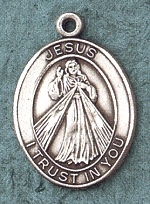 Divine Mercy Sterling Oval Medal 1 In.