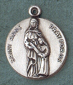 St. Anne Sterling Round Medal 1 In.