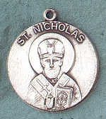 St. Nicholas Sterling Round Medal 1 In.