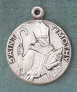 St. Timothy Sterling Round Medal 1 In.